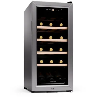 Klarstein Weinkühlschrank,1 Zone Getränkekühlschrank, Leiser Indoor/Outdoor Kühlschrank, 50 Liter Flaschenkühlschrank Klein, Weinschrank für 18 Flaschen,