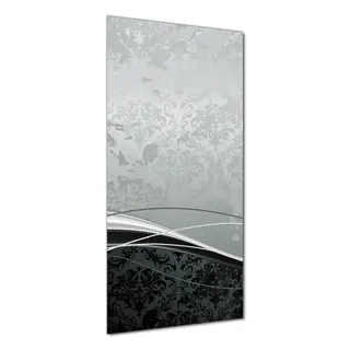 Wallario selbstklebende Duschrückwand 90 x 180 cm mit Motiv Grau-schwarze Schnörkelei mit Wellen - Wandverkleidung mit Hochglanzlaminat in Glasoptik - Schwarz