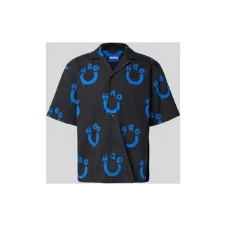 Relaxed Fit Freizeithemd aus reiner Baumwolle Modell 'ELIGINO', Black, L