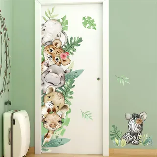 Türaufkleber Waldtiere, Wandtattoo Kinderzimmer, Waldtiere Wandaufkleber Tür Sticker, Selbstklebend Wandsticker Wanddeko Türdeko (B)