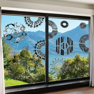 Ambiance Sticker Wandaufkleber-Dekorationsklebstoffe Kreise Designs Grau und Schwarz Wandtattoo für Baby, Kinderzimmer und Wohnzimmer - H70 x L50 cm