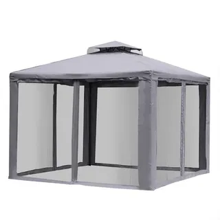 Outsunny Gartenpavillon 3 x 3 m inkl. 4 Seitenteile Hellgrau