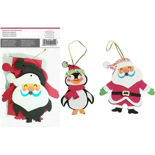Weihnachtsdekoration zum Zusammenbauen 6 Stück Pinguin- und Weihnachtsmann-Anhänger Titanum
