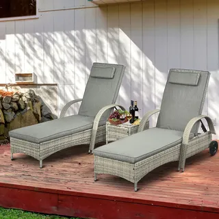 Outsunny Gartenlounge-Set 3-tlg. Grau