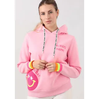 Hoodie ZWILLINGSHERZ "Always Happy" Gr. L/XL, rosa Damen Sweatshirts -jacken Hoodiebänder mit Aufdruck