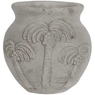 Clayre & Eef Dekovase Blumentopf Vase Beton Stein Palme Klein 15 cm, Steinvase beige|grau
