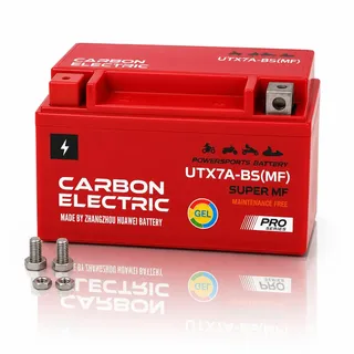GEL Batterie 7Ah YTX7L-BS Motorrad Roller Quad ATV – Akku CarbonElectric 12V Motorradbatterie Wartungsfrei (7.0, Amperestunden)