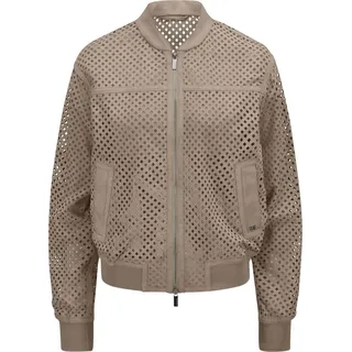 Milestone Jacke MSAsa Bomber mit Collegekragen aus perforiertem Ziegenvelour ungefüttert Sand Gr. 38 - Beige - 38