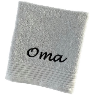 Schnoschi Handtuch Handtuch mit Oma oder Opa bestickt Gästehandtuch Duschtuch Badetuch, hochwertige Bestickung mit Oma oder Opa grau 30 cm x 50 cm
