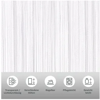 MY HOME Fadenvorhang Fao-Uni, Stangendurchzug (1 St), transparent, Kräuselband, multifunktional, transparent, Polyester, pflegeleicht weiß 95 cm x 245 cm