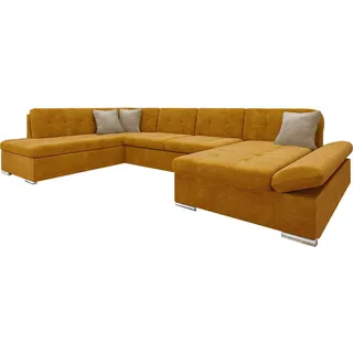 MIRJAN24 Ecksofa Bergen mit Bettkasten, Regulierbare Armlehnen, U-Form Schlafsofa vom Hersteller (Wave 05 + Wave 05 + Wave 02, Seite: Rechts) - Orange