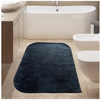 Teppich Designer Badezimmer WC-Teppich – weich – in schwarz, TeppichHome24, rechteckig schwarz 60 cm x 100 cm