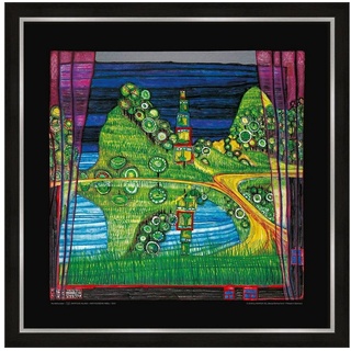 artissimo Bild mit Rahmen »Friedenreich Hundertwasser Bild / Kunstdruck gerahmt 53x53cm / Poster mit Rahmen / Wandbild Gemälde Kunst«