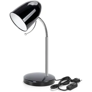 Aigostar schreibtischlampe kinder retro, tischlampe mit kabel, ohne glühbirne, passend für E27 modell glühbirne (Max 11 W), desk lamp mit flexibler metallarm, nachttischlampe, schwarz