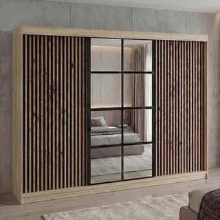 A&J MöbelLand Schiebetürenschrank NORIVO 200 x 200 x 55 cm Schwarz