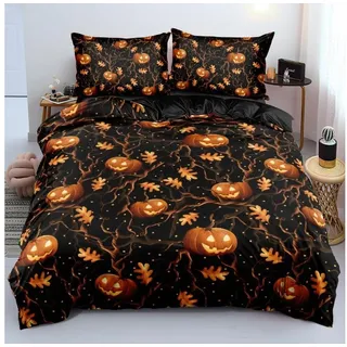 luxuskollektion Bettwäsche-Set Blätter Mikrofaser Mehrfarbig 135 x 200 cm + 80 x 80 cm