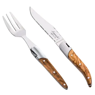 Laguiole Style de Vie Premium Line Mini-Besteckset, 8-teilig, Olivenholz