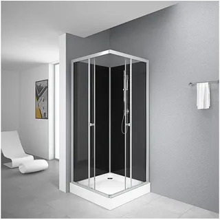 Marwell Black Reef Komplettdusche mit Eckeinstieg 80 x 195 cm silber matt