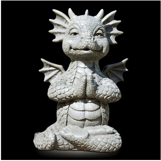 MystiCalls Gartenfigur Gartendrache - Modell Yogi klein - Dekofigur, (Einzelartikel, 1 St), Für Drinnen und Draußen, wetterfest, nicht frostfest grau