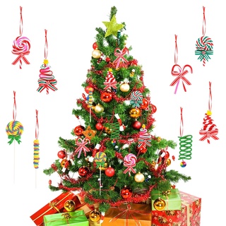 Weihnachtsbaumschmuck, 8 Stück Weihnachtsdeko Set Weihnachtsbaum Anhänger, Christbaumschmuck Lustig Candy Cane Weihnachtsschmuck für Weihnachten, Geburtstag, Hochzeit, Partyzubehör