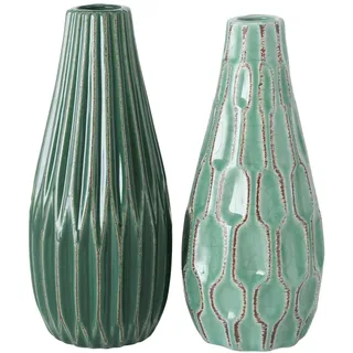 Boltze Vase Lenja 2er Set grün, H24/Ø10 cm, grün