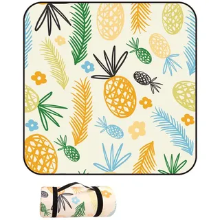 DOTBUY-SHOP Picknickdecke Wasserdicht, Campingdecke Stranddecke Wärmeisoliert Maschinenwaschbar Faltbar Picknickmatte, für Outdoor Strand Campen Wandern Ausflüge (gelbe Ananas,200x200cm)