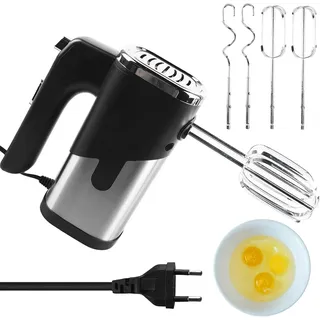 LMaxhome Handmixer Elektrisch Handrührgerät Handrührer Schneebesen Stabmixer Pürierstab, 800W Quirl Mixer mit 5 Stufen, 2 Knethaken & 2 Rührbesen Edelstahl schwarz