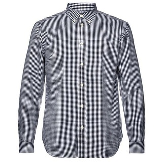Esprit Langarmhemd Button-Down-Hemd mit Vichy-Muster, 100% Baumwolle blau
