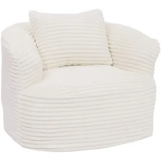 Mendler Sessel HWC-P18 Cord 100 x 66 x 86 cm Weiß mit Kissen