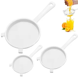 Küchensieb Kunststoff, Kunststoffsieb, Plastik Sieb für Kefir, Feines Sieb für Saft, Drei Größen 17 x 7,5 cm, 20 x 9,5 cm, 26 x 13,5 cm