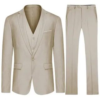 Allthemen Anzug (3 tlg) Slim Fit Herrenanzug für Business beige|braun 58