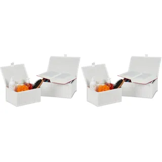 Relaxdays Aufbewahrungskorb 2-tlg. Set 32 x 32 x 32 cm Weiß