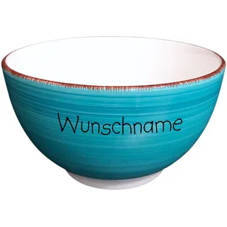 Doriantrade Müslischale Dessertschale Porridge Schale Schüssel Keramik Türkis personalisierbar mit Wunschname Name Geschirr mit Namen personalisiert