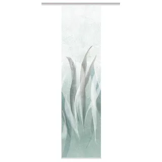 HOME WOHNIDEEN SIRALIO Schiebegardine, Seidenoptik, 245x60 cm, Pflanzendruck, Farbe:Salbei, Größe:245 x 60 cm, Anzahl:1x