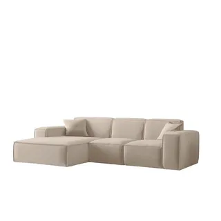 Fun Möbel Eckcouch Stoff 2-Sitzer Beige