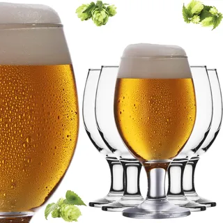 PLATINUX Biertulpen Biergläser aus Glas Set 6 Stück 300ml (max.400ml) Bierschwenker Pilsgläser Bierpokal Bierkelche 0,3L