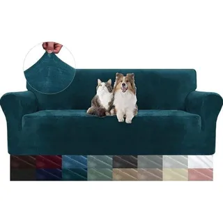 Famanu Sofahusse 3-Sitzer - Universelle Stretch Sofahussen mit Armlehnen - Elastische Soft Sofahusse - Dunkelgrün