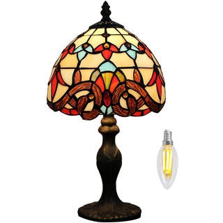 Kinbolas 8 "Tischlampe Tiffany-Stil Buntglas Lampenschirme Vintage Schreibtischlampe Kleine Nachttischlampe Schlafzimmer Wohnzimmer Büro Lesen Antik Art Deco(Color:A-8)