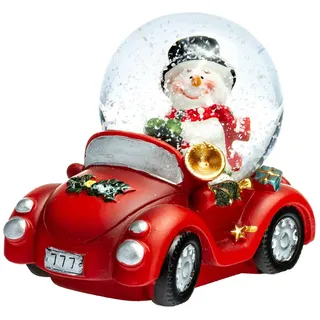 SIKORA SK04 Kleine Glas Deko Schneekugel Schneemann im Auto Weihnachten Weihnachtsdeko D:45mm