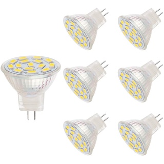 MR11 LED-Glühbirnen, 12 V 3,5 W MR11-Glühbirnen gleich 25–35 W Halogen-Spot-Lampen, GU4.0-Sockel, weiß (6000 K, 6 Stück)