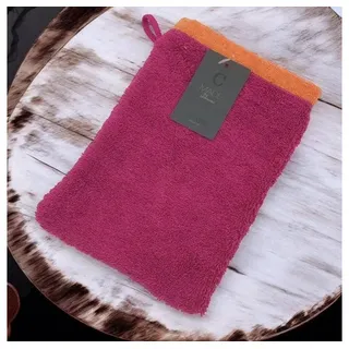 CAWÖ Lifestyle Splash Waschhandschuh 16 x 22 cm rosa-orange