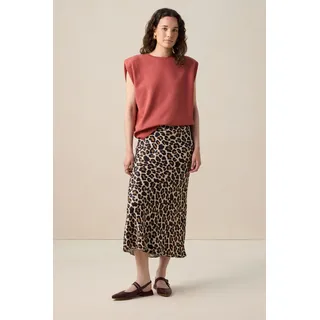 Satinrock Mit Leoprint - Braun - M