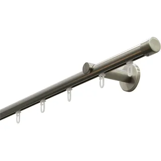 GARDINIA Gardinenstange Set Isa 1-Lauf mit Innenlauf II, Ø 2 mm, 1-läufig, mit Bohren, Metall, mit Bohren, Wandmontage, Metall, Komplettes Gardinenstangen-Set Ø 2 mm x 220 cm