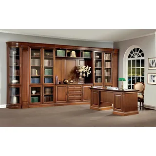 Xlmoebel Wohnwand Eleganter Schreibtisch mit stilvollem Tisch in Holzoptik, (2tlg Arbeitszimmer Set (Schreibtisch + Wohnwand), Hergestellt in Europa braun