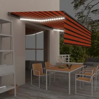 CLORIS - Möbel Markise Automatisch mit Volant LED Windsensor 5x3m Orange Braun - Beständig & Modernes Design,5 x 3 m4parcel