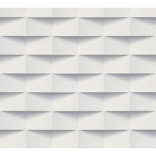 Vliestapete 3D-Effekt geometrisch Weiß Grau matt FSC®