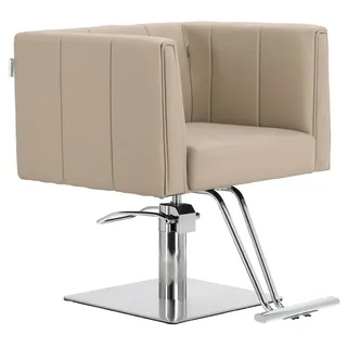 Friseurstuhl Dante Hydraulischer Drehstuhl für Friseursalon Chromfußstütze Friseurstuhl - Beige