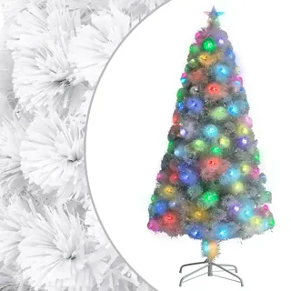 vidaXL Künstlicher Weihnachtsbaum mit Beleuchtung Weiß 120 cm