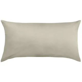 Traumschlaf kuschelig weicher Uni Biber Kissenbezug im klassischen Stil aus 100% Baumwolle mit Reißverschluss Kissenbezug einzeln 65x100 cm, beige