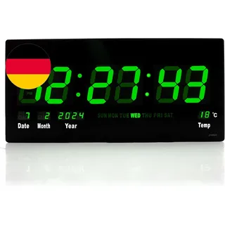 Wanduhr Digital Groß LED Uhr Mit Kalender Temperaturanzeige Studiouhr Für Gewerb
